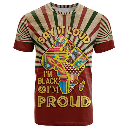 I'm Black and I'm Proud African T-Shirt Hand Up Africa Map Art Graphic Tee
