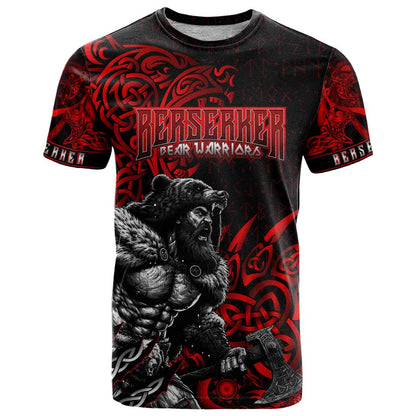 Berserker Bear Warrior Viking T-Shirt Tribal Strength and Runic Blood Graphic Tee