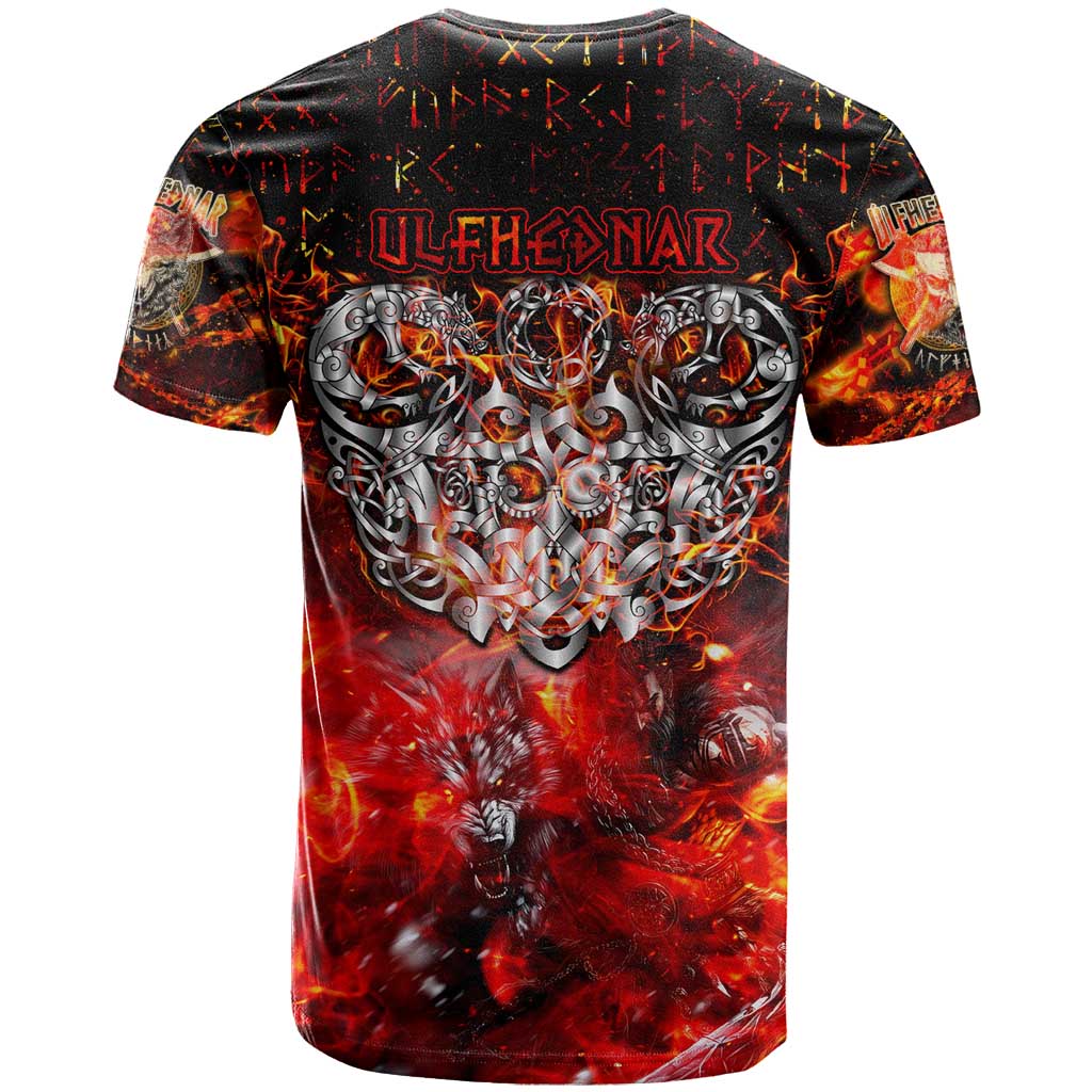 Ulfhednar Wofl Warrior Viking T-Shirt Runes Norse Mythology Fire Graphic Tee
