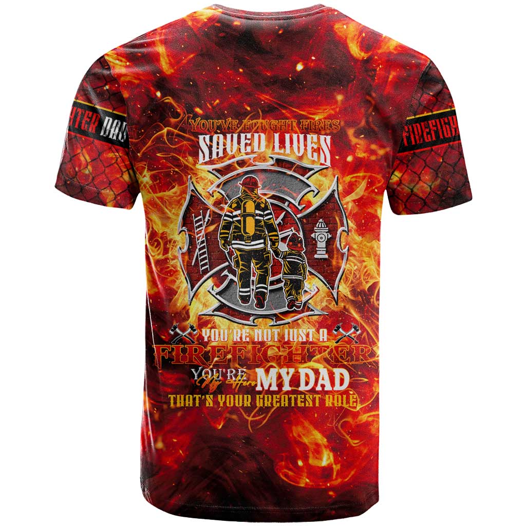 Firefighter Dad T-Shirt a Hero in the Flames - a Light in Our Lives Graphic Tee
