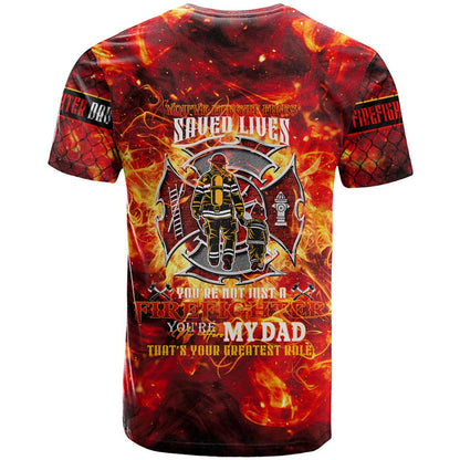 Firefighter Dad T-Shirt a Hero in the Flames - a Light in Our Lives Graphic Tee