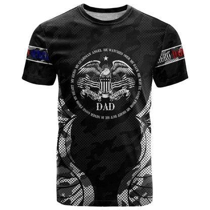 Veteran Fathers Day T-Shirt My Dad is Not Just a Veteran, He's My Hero Graphic Tee