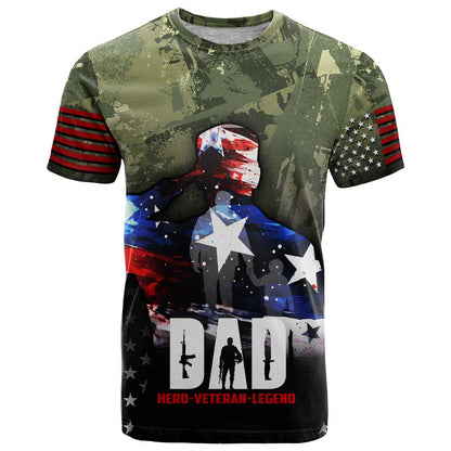 Veteran Dad T-Shirt I Am a Veteran Like My Father Before Me Graphic Tee