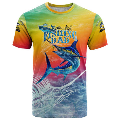 Fishing Dad T-Shirt Fast Sharp and Strong Like a Sailfish Graphic Tee