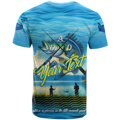 Reel Cool Dad Fishing T-Shirt Father Hooked on Love and Lakeside Moments Graphic Tee