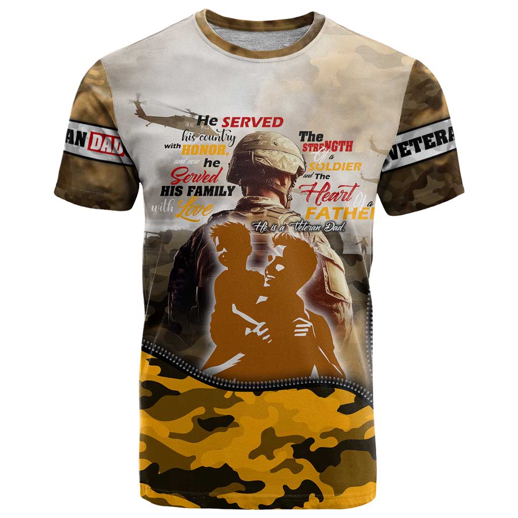 Veteran Dad T-Shirt The Strength of a Soldier - The Heart of a Father Graphic Tee