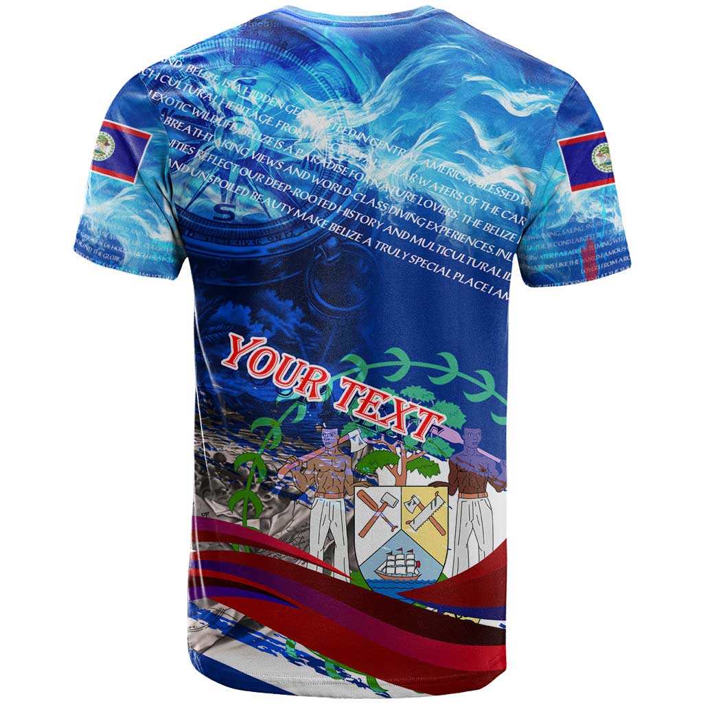 Belize One Flag One Heart T-Shirt Caribbean Heartbeat - Where Compass Meets Culture Graphic Tee
