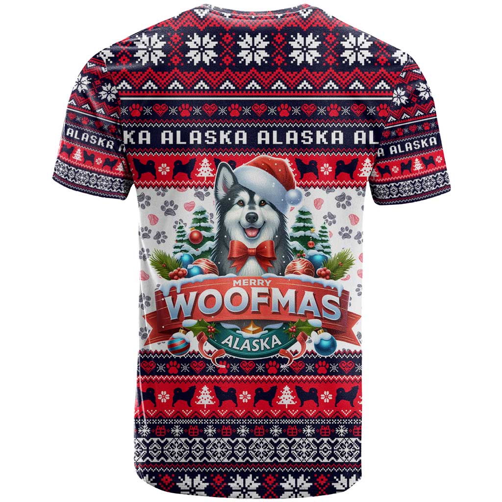 Alaska Merry Woofmas T-Shirt Christmas Dog Art Style Graphic Tee