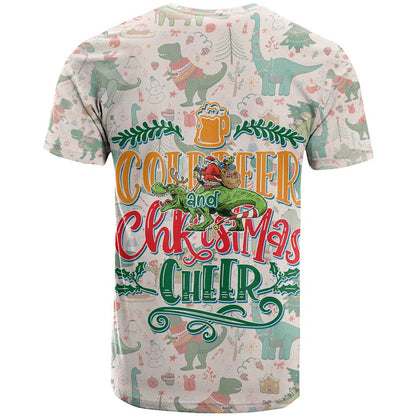 Cheer Santa Claus T-Rex T-Shirt Merry Beermas Christmas Graphic Tee