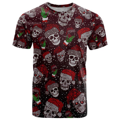 Xmas Skulls Love Christmas Cocktails T-Shirt Graphic Tee