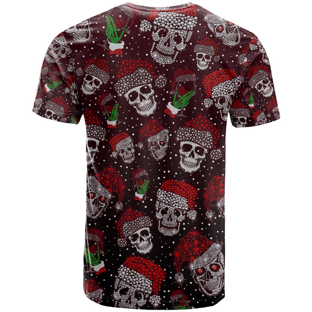Xmas Skulls Love Christmas Cocktails T-Shirt Graphic Tee