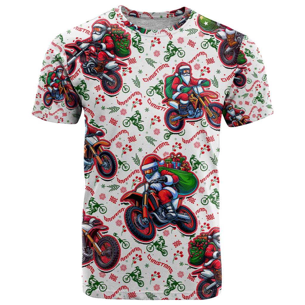 BRAAAP! Motorbike Santa Christmas T-Shirt Graphic Tee