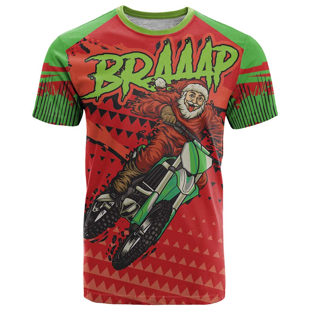 Braaap T-Shirt Motorcross Santa Christmas Graphic Tee