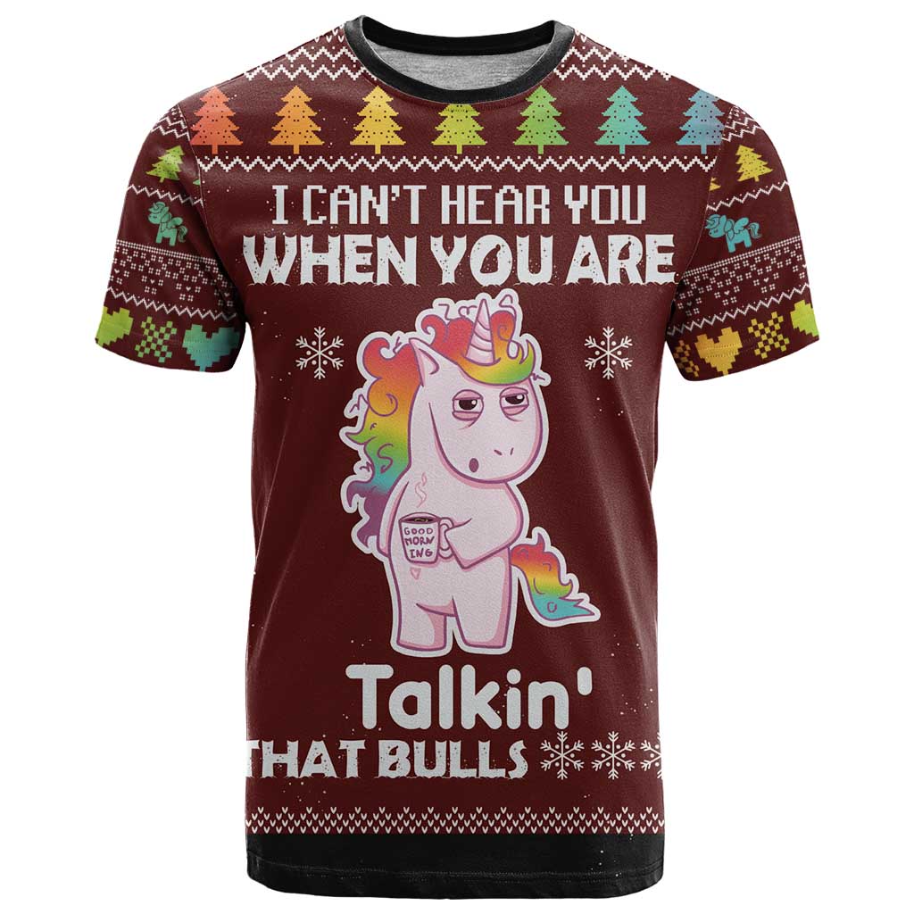 Cant Hear You Unicorn Christmas T-Shirt Graphic Tee