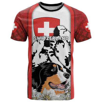 Switzerland Bernese Mountain Dog T-Shirt Edelweiss Coat Of Arms Graphic Tee