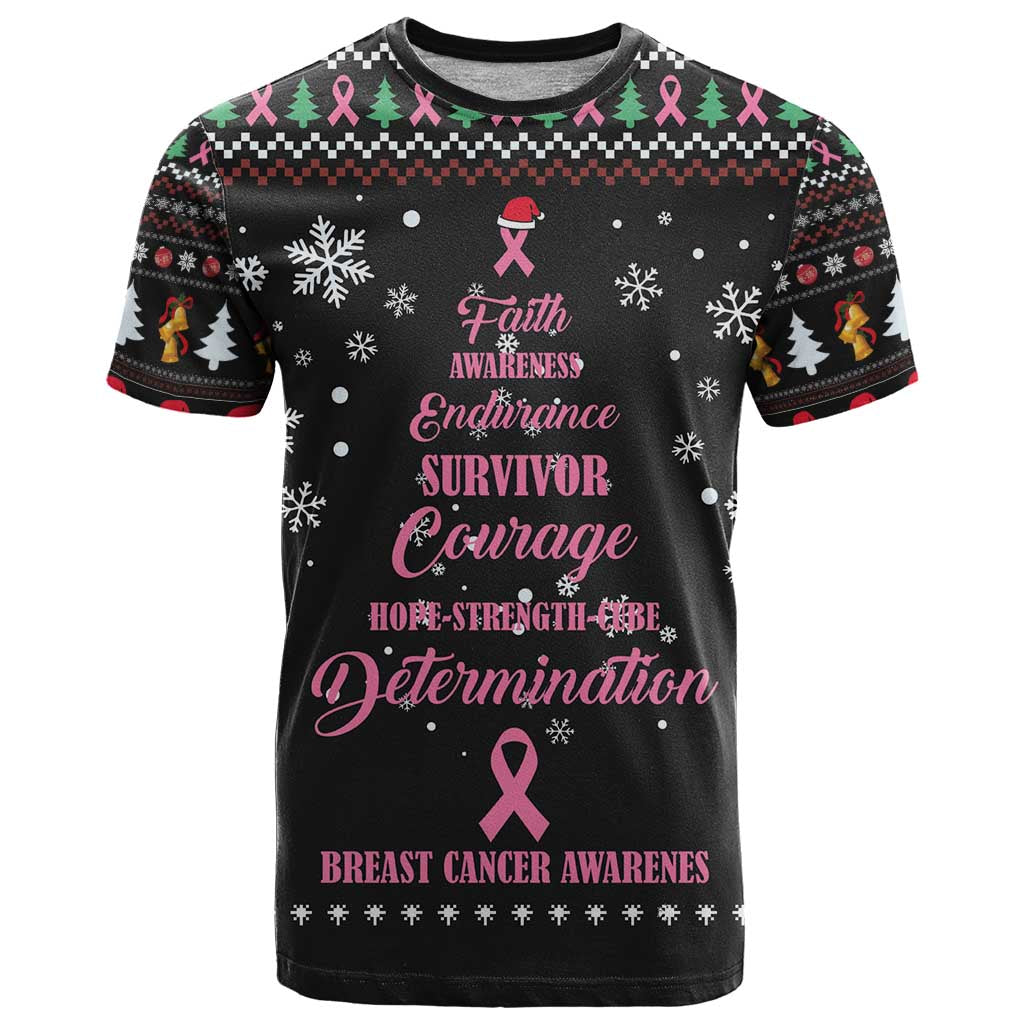 Christmas Tree Breast Cancer T-Shirt Survivor Graphic Tee