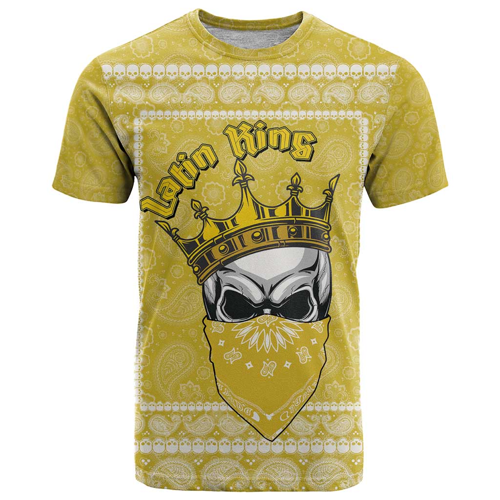 Latin King T-Shirt Paisley Pattern Yellow Graphic Tee