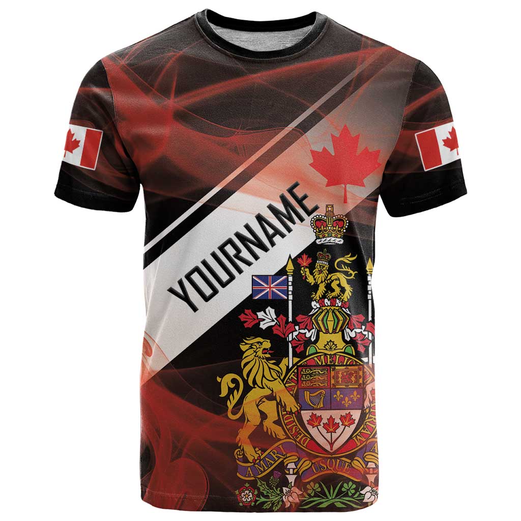 Canada Flag Coat of Arms T-Shirt Light Wave Abstract Style Graphic Tee