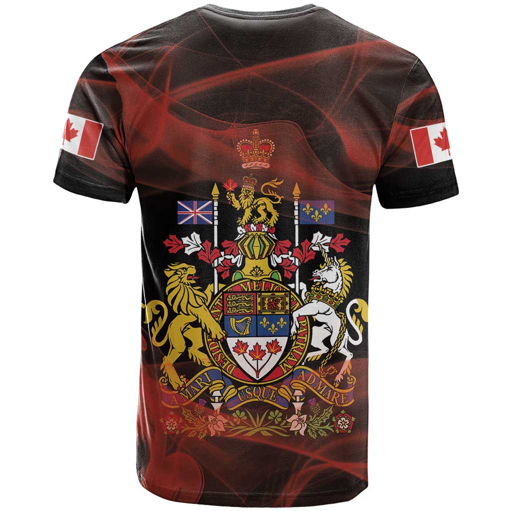 Canada Flag Coat of Arms T-Shirt Light Wave Abstract Style Graphic Tee