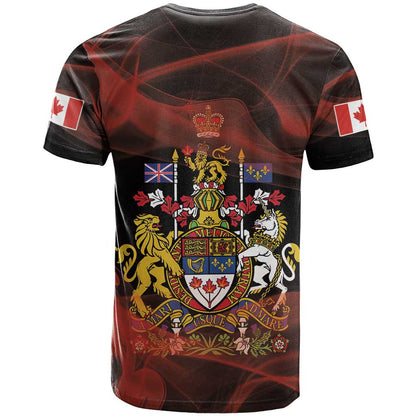 Canada Flag Coat of Arms T-Shirt Light Wave Abstract Style Graphic Tee