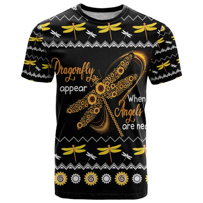 Dragonfly Sunflower T-Shirt Dragonfly Appear When Angels Are Near Graphic Tee