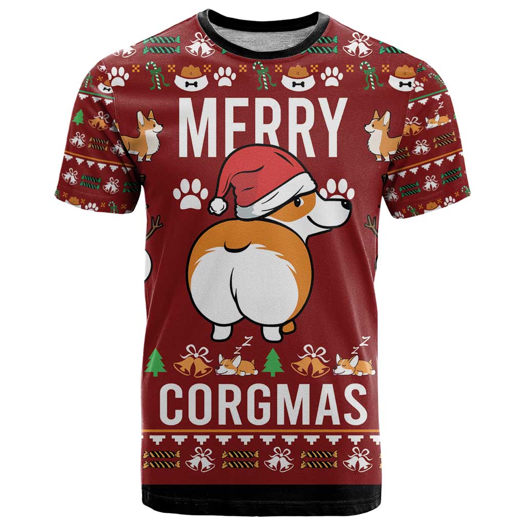 Funny Corgi Dog T-Shirt Merry CORGMAS Christmas Graphic Tee