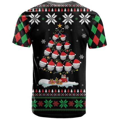 Golf Christmas Tree Snow T-Shirt Graphic Tee