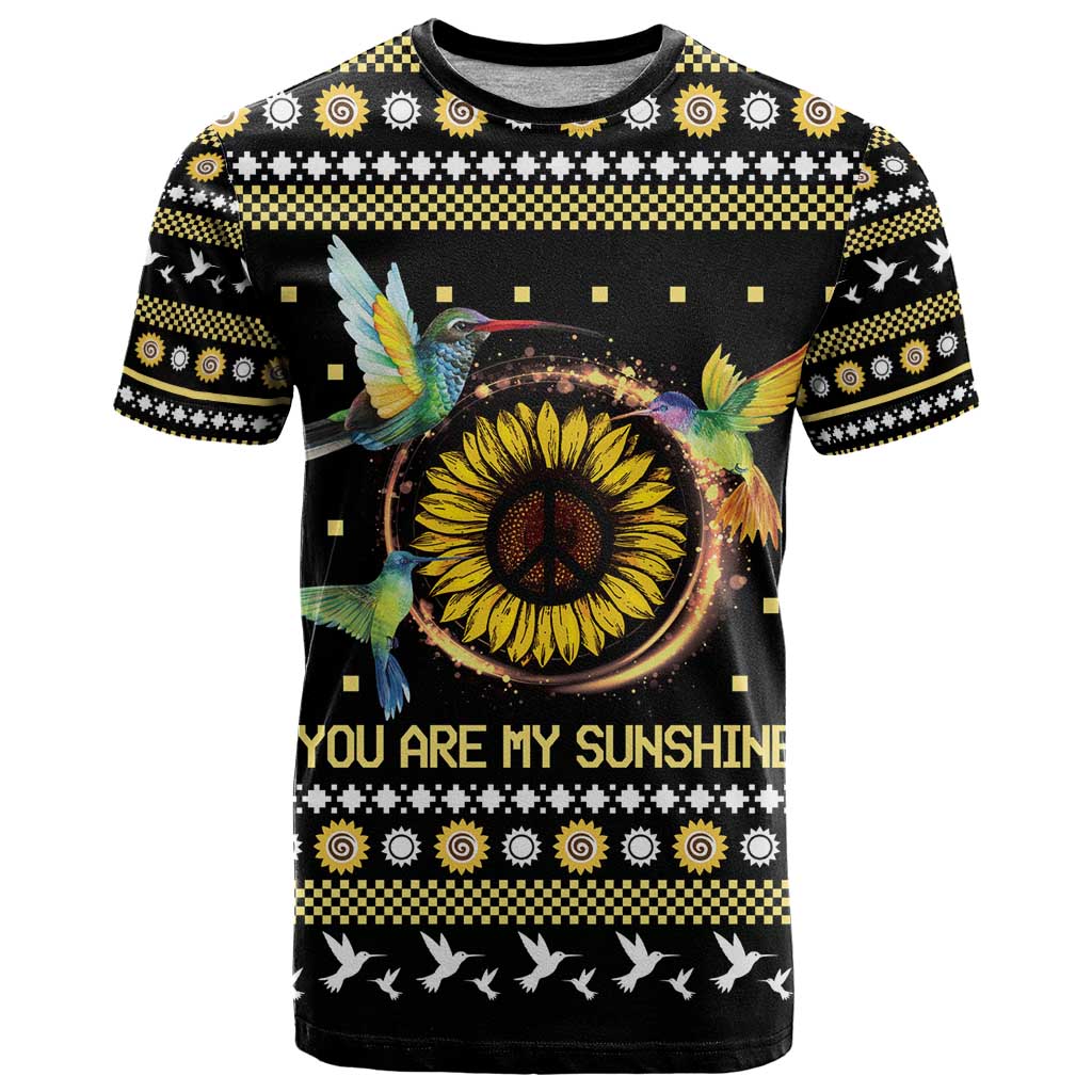 Hummingbird Sunflower Christmas T-Shirt You Are My Sunshine Graphic Tee