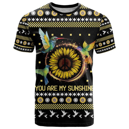 Hummingbird Sunflower Christmas T-Shirt You Are My Sunshine Graphic Tee