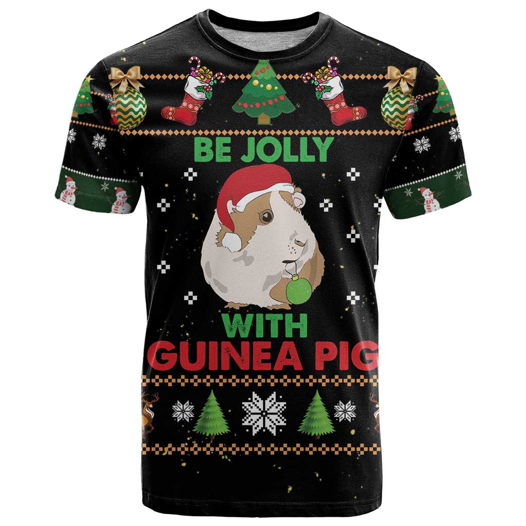 Guinea Pig Christmas T-Shirt Be Jolly With Guinea Pig Graphic Tee