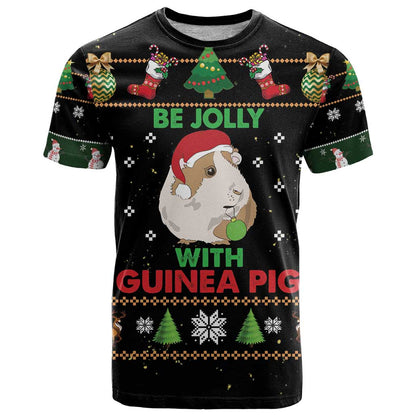 Guinea Pig Christmas T-Shirt Be Jolly With Guinea Pig Graphic Tee