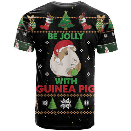 Guinea Pig Christmas T-Shirt Be Jolly With Guinea Pig Graphic Tee