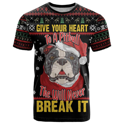 Give Your Heart Pitbull Dog T-Shirt The Will Never Break It Graphic Tee