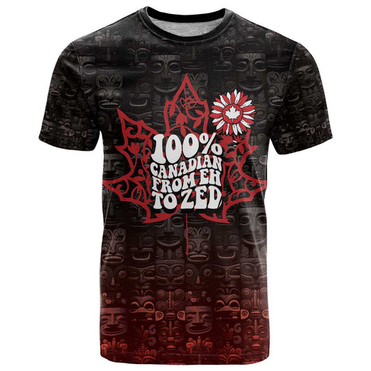 100% Canadian From Eh To Zed T-Shirt True North Strong and Free Graphic Tee