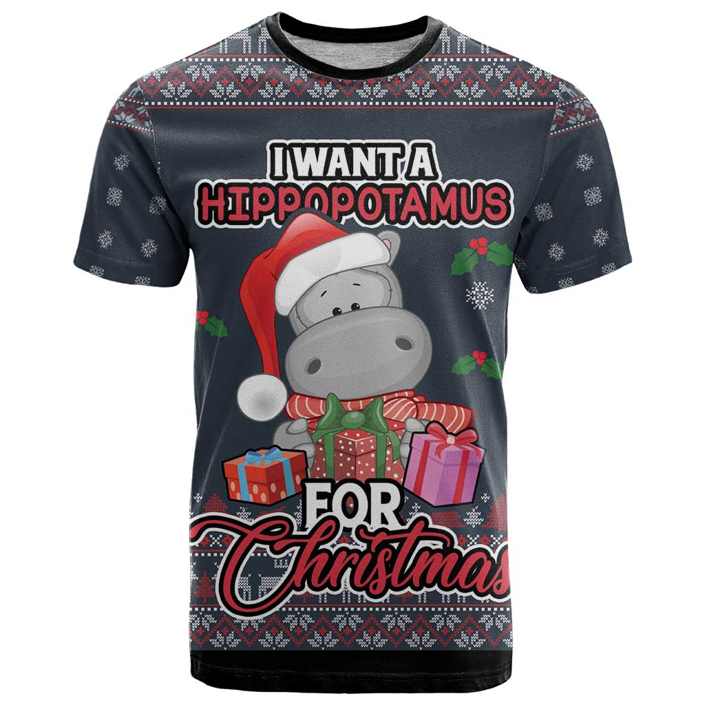 I Want A Hippopotamus Christmas T-Shirt Graphic Tee
