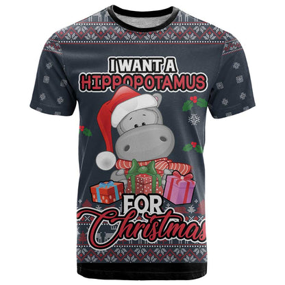 I Want A Hippopotamus Christmas T-Shirt Graphic Tee