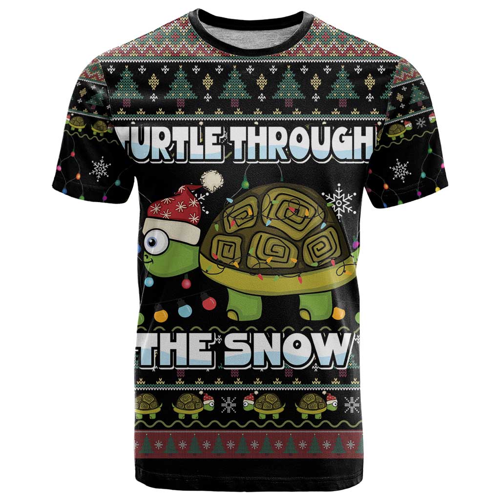 Turtle Through The Snow Christmas T-Shirt Graphic Tee