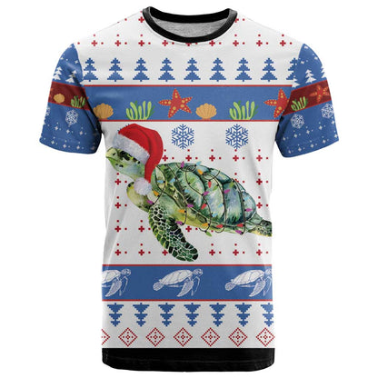 Turtle Xmas T-Shirt Green Sea Turtle Merry Christmas Graphic Tee