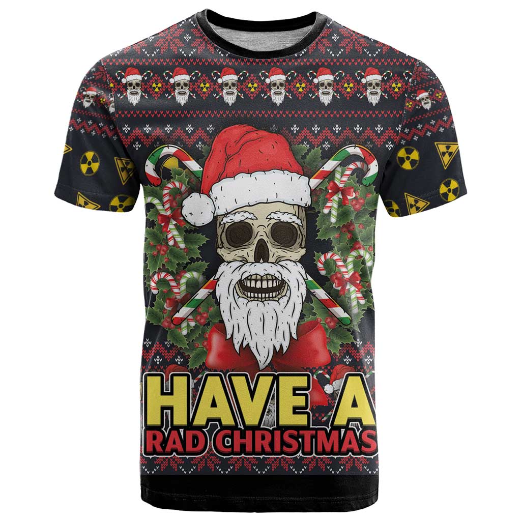 Skull Have A Rad Christmas T-Shirt Santa Skull Graphic Tee