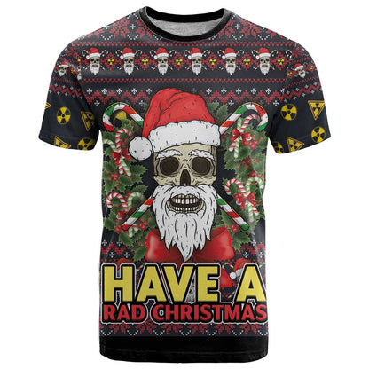 Skull Have A Rad Christmas T-Shirt Santa Skull Graphic Tee