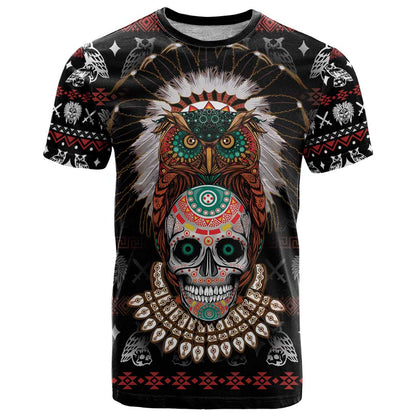 Warrior Of Indian Skull T-Shirt Native American Graphic Tee
