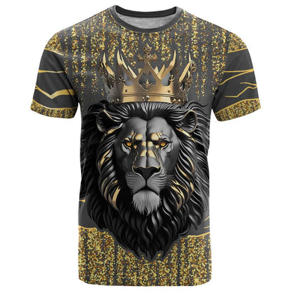 Personalized Black and Gold Lion T-Shirt King Africa Graphic Tee