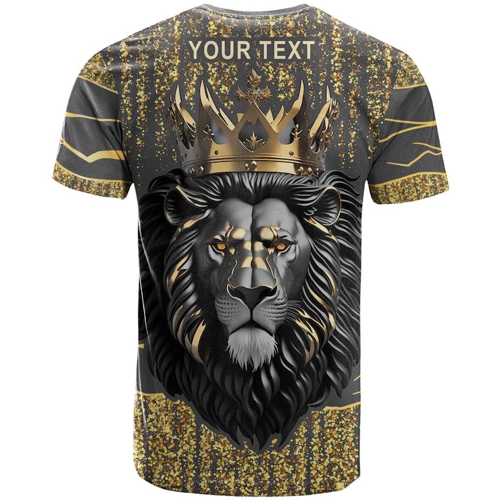 Personalized Black and Gold Lion T-Shirt King Africa Graphic Tee
