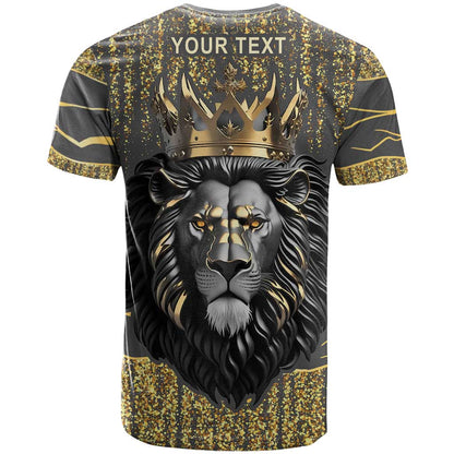 Personalized Black and Gold Lion T-Shirt King Africa Graphic Tee