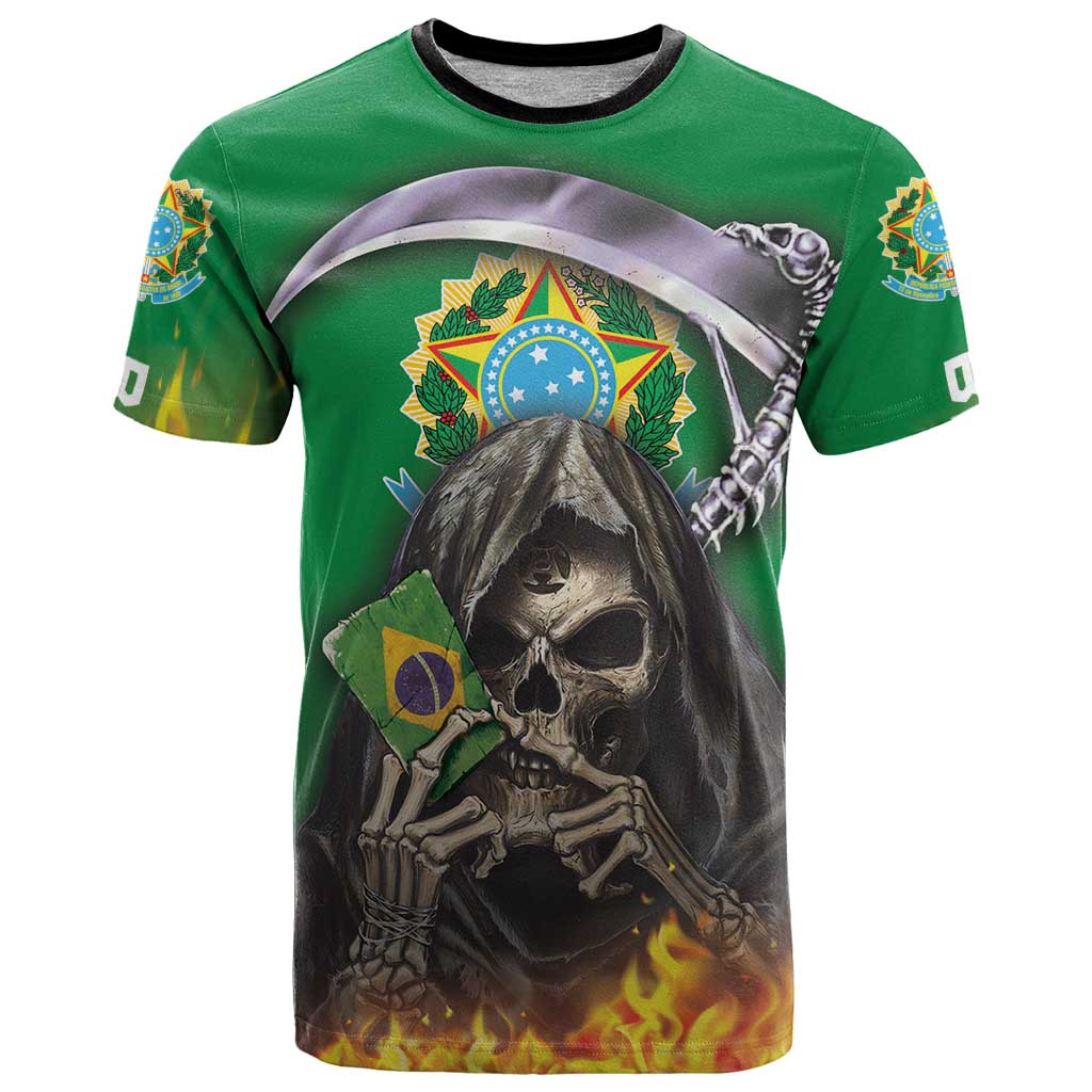 Brazil Hoodie T-Shirt Brazil Reaper Skull Fire Graphic Tee