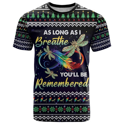Dragonfly Angel T-Shirt As Long As I Breathe You'll Be Remembered Graphic Tee