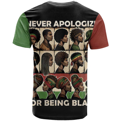 Never Apologize for Being Proudly Black T-Shirt African Human Graphic Tee