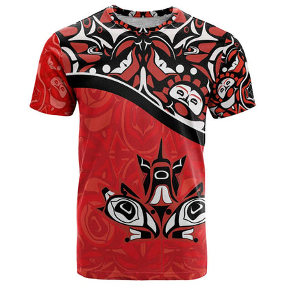 Canada Day T-Shirt Haida Maple Leaf Style Tattoo Red Graphic Tee