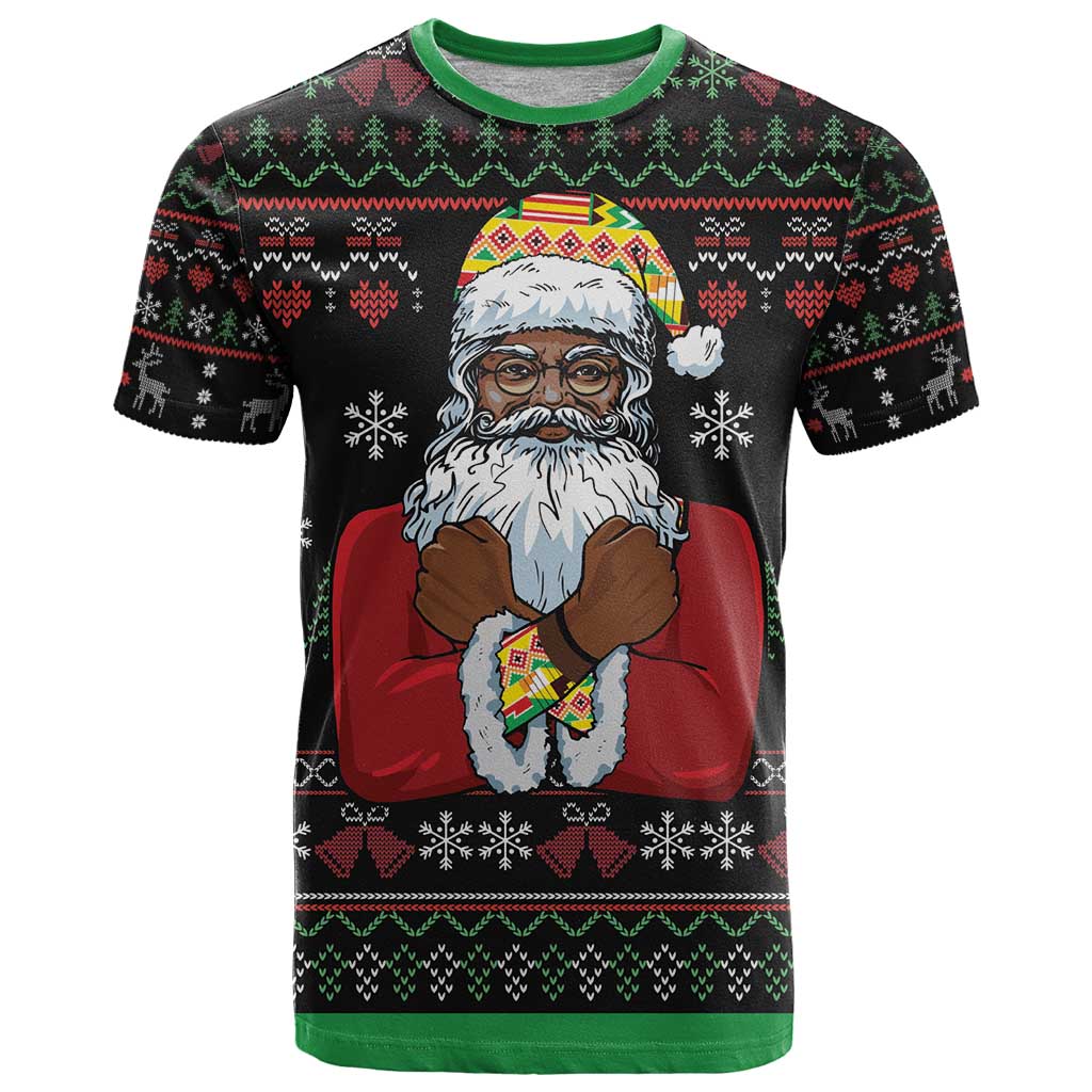 Santa Claus With African Traditional Costume T-Shirt Christmas Graphic Tee