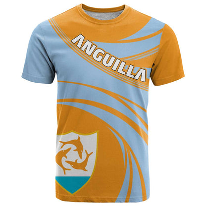 Anguilla T-Shirt Coat Of Arms Cricket Style Graphic Tee